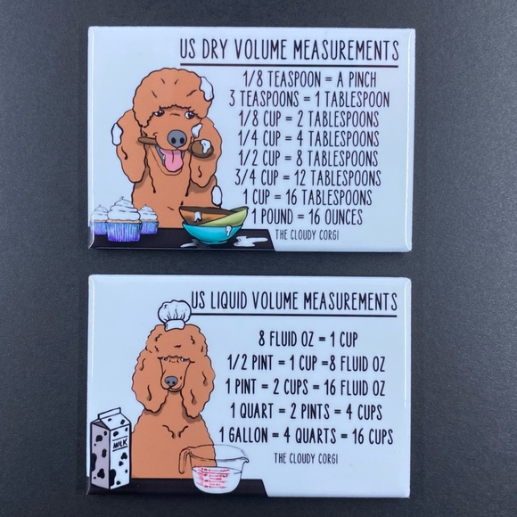 Tan Standard Poodle Dog Measuring Chart Magnet Set Kitchen Cooking Baking Guide - Picture 5 of 8